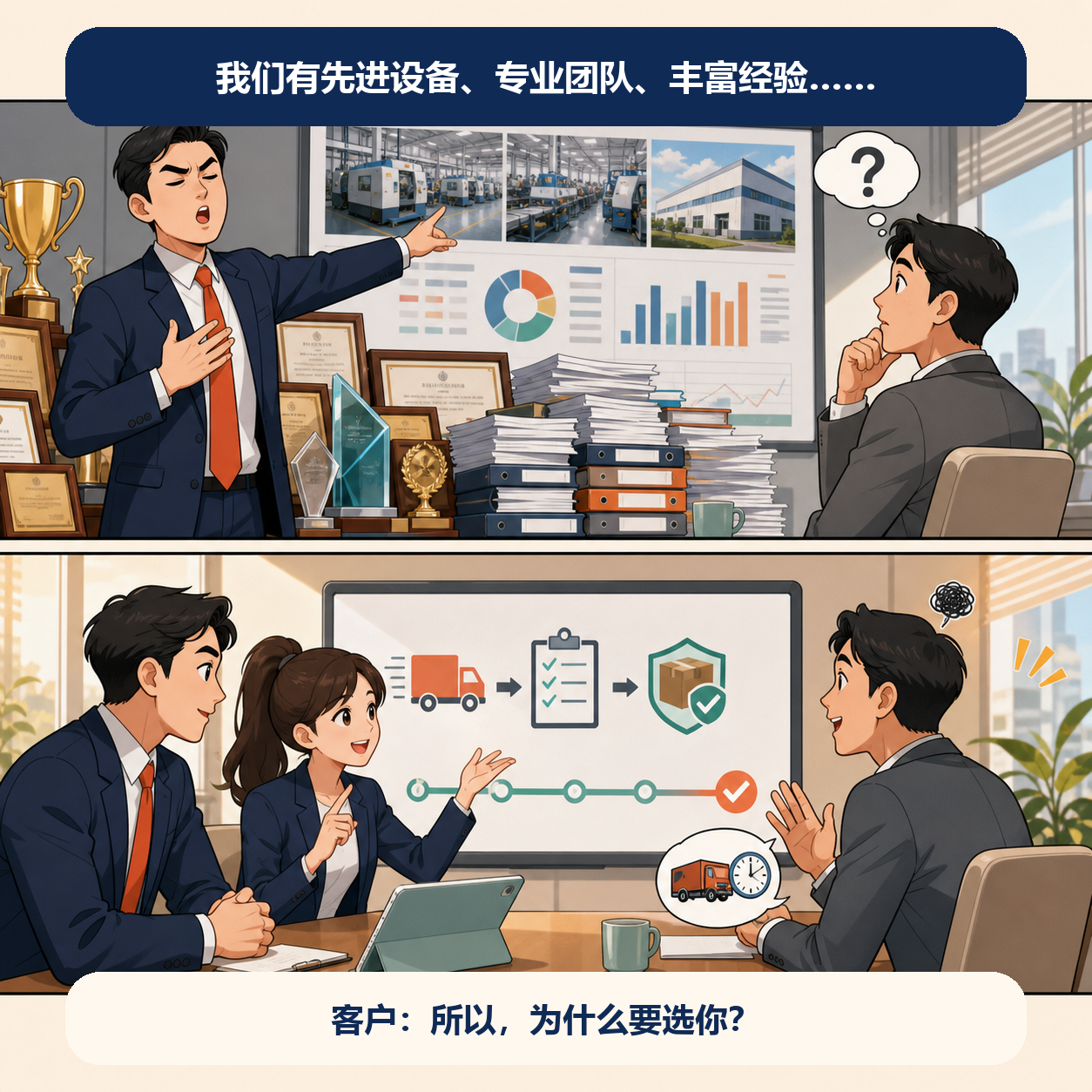 企业介绍与客户价值对比的表情包