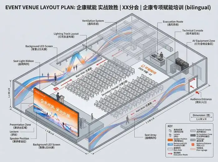 双语会场布局与动线图